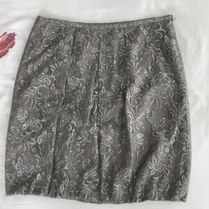 LOFT Green/Grey Lace Bubble Skirt, Size 14